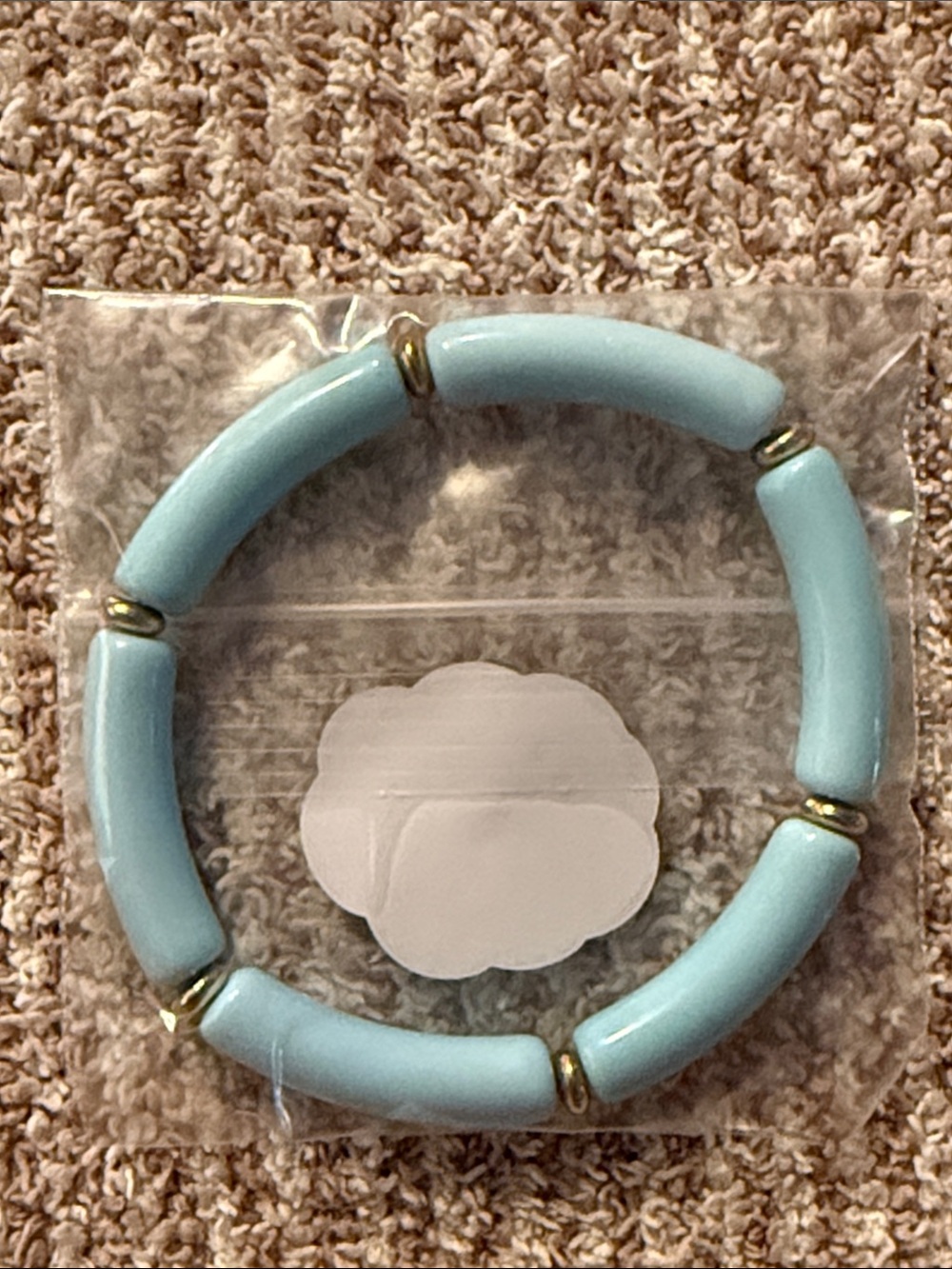 Baby Blue Tube Bead Stretch Bracelet - Women Accessories